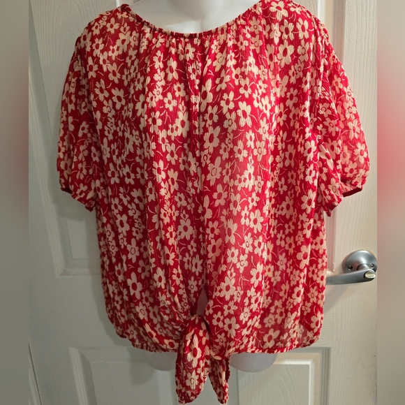 J. Crew Tops - J Crew XXL Red and White Top